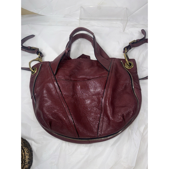 OrYANY Pebble Leather Lian Satchel Purse Handbag Convertible Strap Merlot - Picture 2 of 14